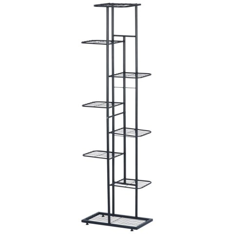 Kwietnik Stojak Kaskada Metalowy Czarny 8-poziomowy VILDE 142 cm