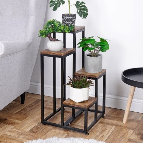 Kwietnik Stojak na Kwiaty 4-Poziomowy Kaskada Metalowy Loft VILDE 69 cm