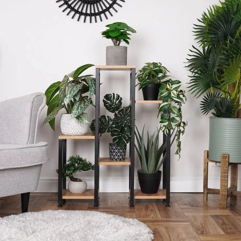 Kwietnik Stojak na Kwiaty 6-Poziomowy Kaskada Metalowy Loft VILDE 80 cm