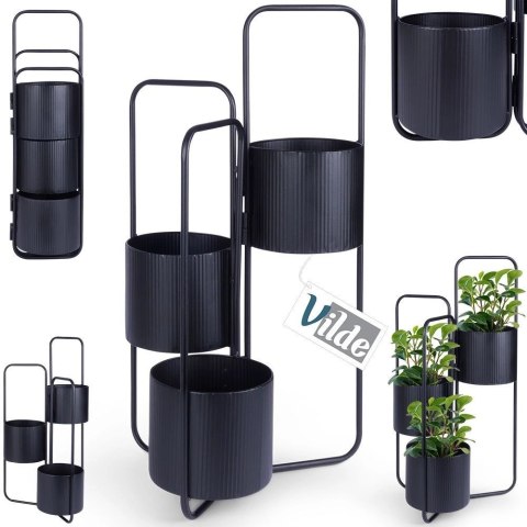 Kwietnik Stojak na Kwiaty Metalowy Kaskada 3-poziomowy VILDE 33x24x57 cm