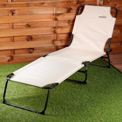 Leżak Ogrodowy Plażowy Rozkładany Regulowany Beżowy REDCLIFFS 187 x 55 cm