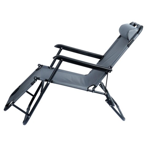 Leżak Ogrodowy Plażowy Składany z Zagłówkiem Poduszką Metalowy VILDE 110 Kg