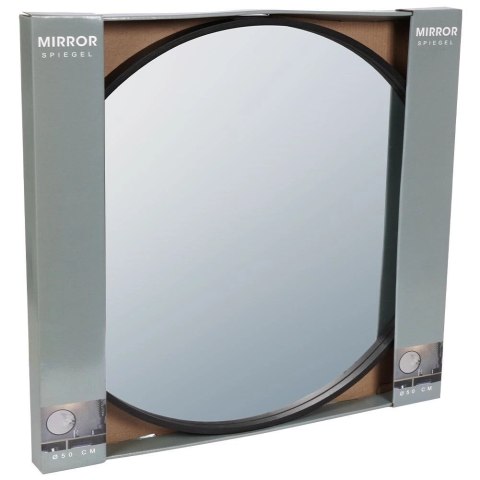 Lustro Ścienne Drewniane Czarne Okrągłe VILDE 50 cm