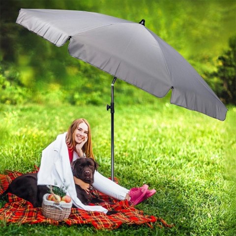 Parasol na Ogród Plażę Ogrodowy Plażowy Szary Regulowany Łamany ORION 185cm