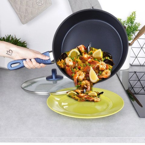 Patelnia diamentowa nieprzywierająca ze szklaną pokrywką DIAMANT 28 cm