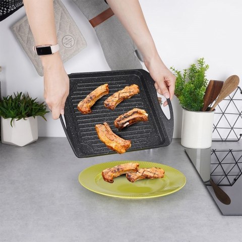 Płyta grillowa granitowa patelnia do grillowania smażenia prostokątna GRANDE 34x26,5 cm