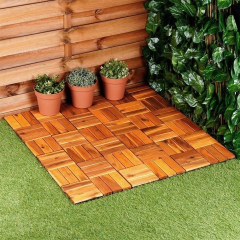 Płytki Tarasowe Drewniane Akacja Wodoodporne PROGARDEN 30 x 30 cm 9 szt.