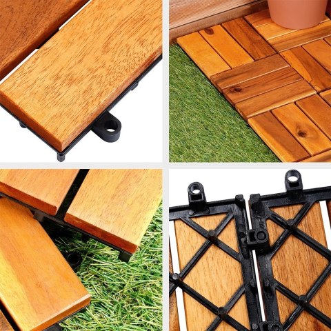 Płytki Tarasowe Drewniane Akacja Wodoodporne PROGARDEN 30 x 30 cm 9 szt.