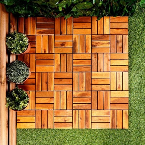 Płytki Tarasowe Drewniane Akacja Wodoodporne PROGARDEN 30 x 30 cm 9 szt.