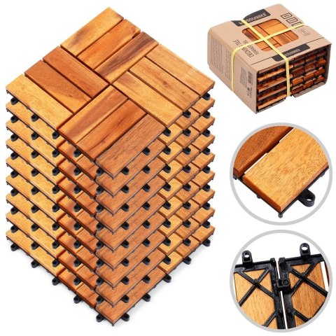 Płytki Tarasowe Drewniane Akacja Wodoodporne PROGARDEN 30 x 30 cm 9 szt.