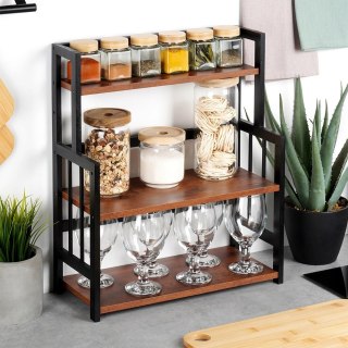 Regał Półka Kuchenna 3-Poziomowa Drewniana Solidna VILDE 41,5x18,5x50 cm