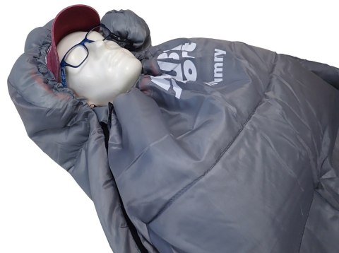 Śpiwór Turystyczny Kempingowy Lekki Mumia Solidny Szary KUBISPORT 210 cm