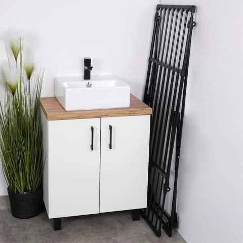 Suszarka na Pranie Metalowa Czarna Rozsuwana z Kółkami Składana XXL 110-189 cm