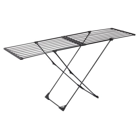 Suszarka na Pranie Metalowa Czarna Rozsuwana z Kółkami Składana XXL 110-189 cm