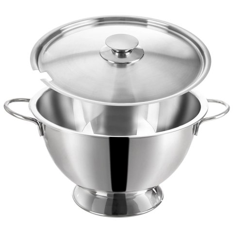 Waza do Zupy Stalowa z Pokrywą Solidna Dekoracyjna Srebrna ORION 4,5 L