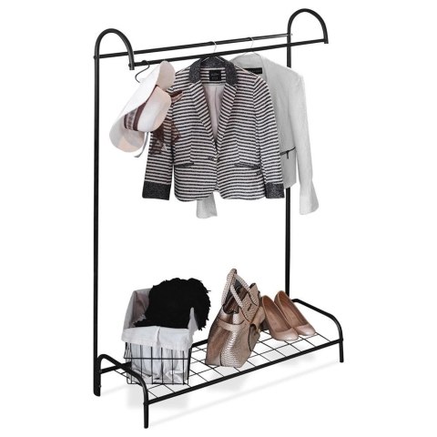 Wieszak Podłogowy Stojący na Ubrania Metalowy Pojemny Czarny VILDE 147 cm