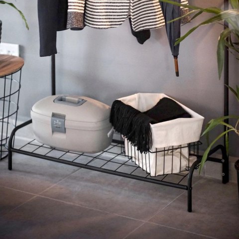 Wieszak Podłogowy Stojący na Ubrania Metalowy Pojemny Czarny VILDE 147 cm