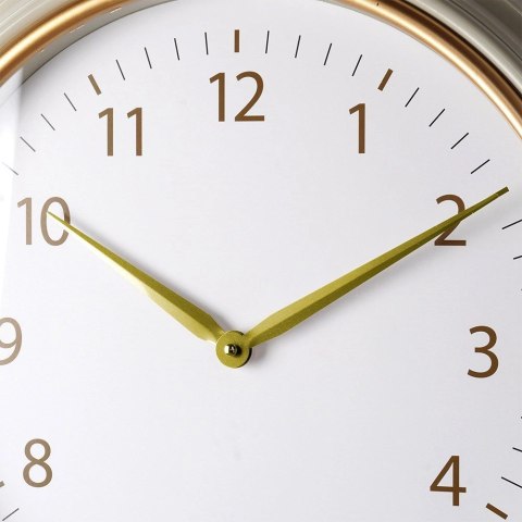 Zegar Ścienny Wiszący Okrągły Biały Złoty Dekoracyjny Ozdobny VILDE 50 cm