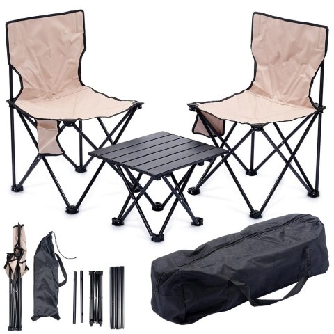 Zestaw Krzesła Turystyczne ze Stolikiem Składane Przenośne REDCLIFFS 3 el.