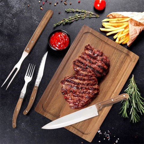Zestaw Sztućców do Steków Burgerów z Deską Stalowe Solidne ORION 15 el.