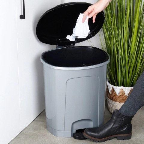 Kosz na śmieci z pedałem plastikowy szary 30 l