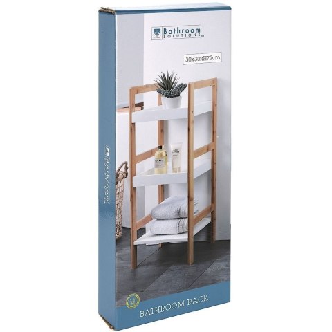 Regał Łazienkowy Bambusowy 3 Poziomy 30 x 30 x 72 cm Biały BS