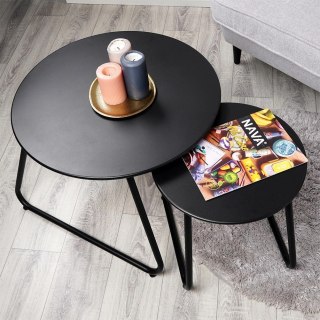 Stolik kawowy metalowy czarny 2 szt.