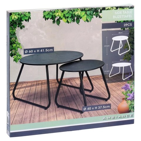 Stolik kawowy metalowy czarny 2 szt.