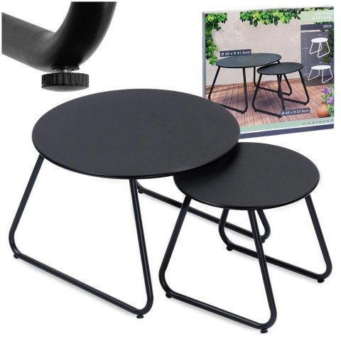 Stolik kawowy metalowy czarny 2 szt.