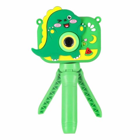 Aparat fotograficzny cyfrowy dla dzieci na statywie dinozaur zielony