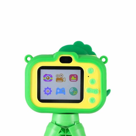 Aparat fotograficzny cyfrowy dla dzieci na statywie dinozaur zielony