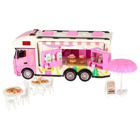 Kamper zdalnie sterowany na pilota samochód kempingowy auto 2,4GHz dźwięki światła akcesoria różowy