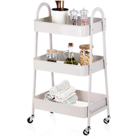 Regał na Kółkach Metalowy Łazienkowy Beżowy 3Poziomowy ORION 44x31,5x78,5cm