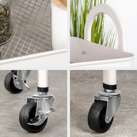 Regał na Kółkach Metalowy Łazienkowy Beżowy 3Poziomowy ORION 44x31,5x78,5cm