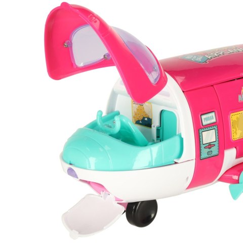 Samolot dla lalek pasażerski 2w1 rozkładany akcesoria różowy