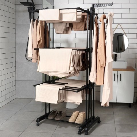 Suszarka na Pranie Pionowa Rozsuwana Regulowana Czarna ORION 130x64x172 cm