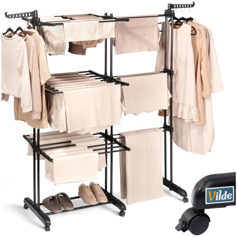 Suszarka na Pranie Pionowa Rozsuwana Regulowana Czarna ORION 130x64x172 cm