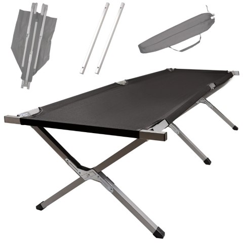 Łóżko polowe LUARO składane turystyczne kanadyjka czarne 150kg