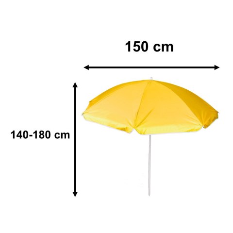Parasol ogrodowy plażowy regulowany łamany składany UV 150cm żółty