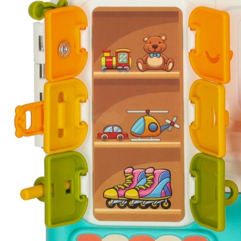 Tablica manipulacyjna sensoryczna montessori walizka pokrętła miś XXL światło dźwięk